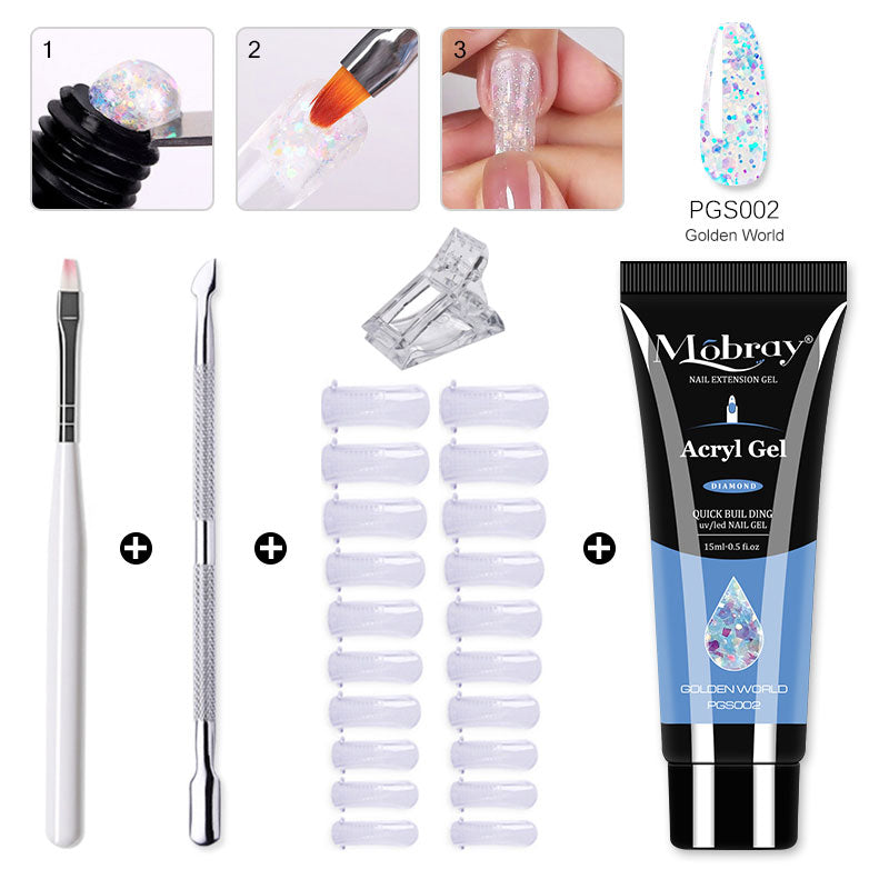 Mobray Poly Nail Gel Set All For Quick Extension Nail Manicure Set Gel  Cuticle Pusher Finger Extend Mold Nail Tool Kit - luxurytrends